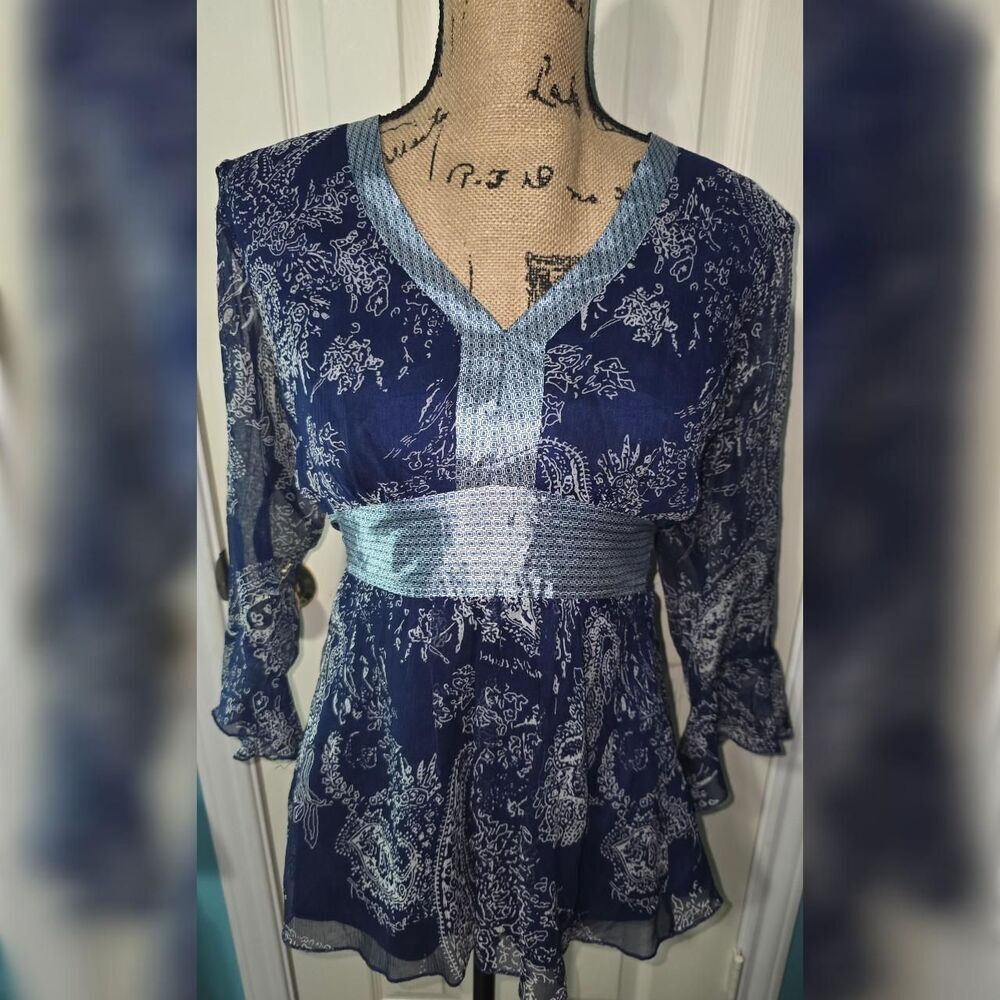 Vintage Carole Little Multi-Color Abstract Blouse